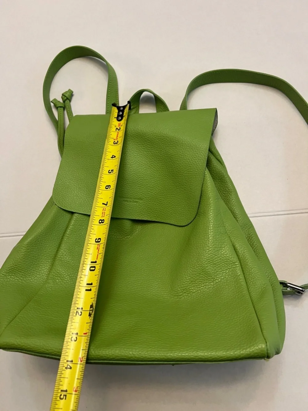 PELLETTERIA VENETA ITALY GREEN PEBBLED LEATHER BACKPACK BAG